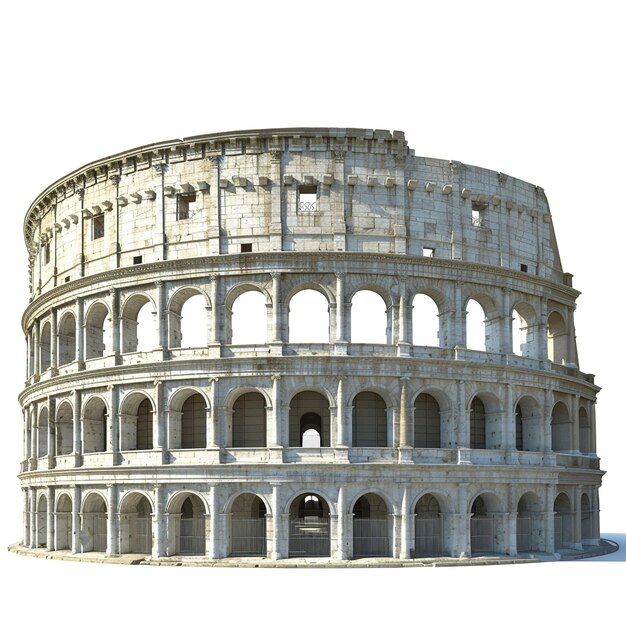 Foto visualizzazione di una miniatura 3d del colosseo su sfondo bianco