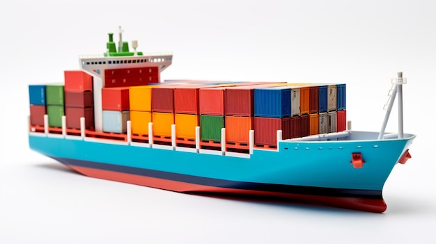 Photo displaying a 3d miniature container ship