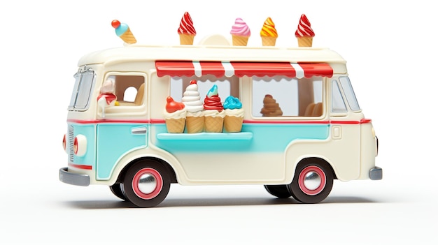 Photo displaying a 3d miniature ice cream truck