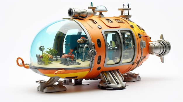 Photo displaying a 3d miniature manned submersible