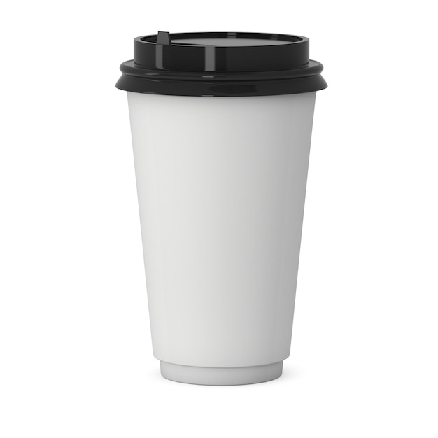 Disposable coffee cup Blank paper mug with black plastic cap