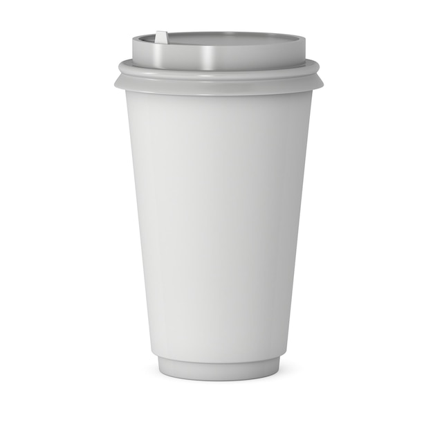 Photo disposable coffee cup blank paper mug with plastic cap