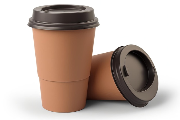 Disposable coffee cup with a plastic lid created with Generative AI technology