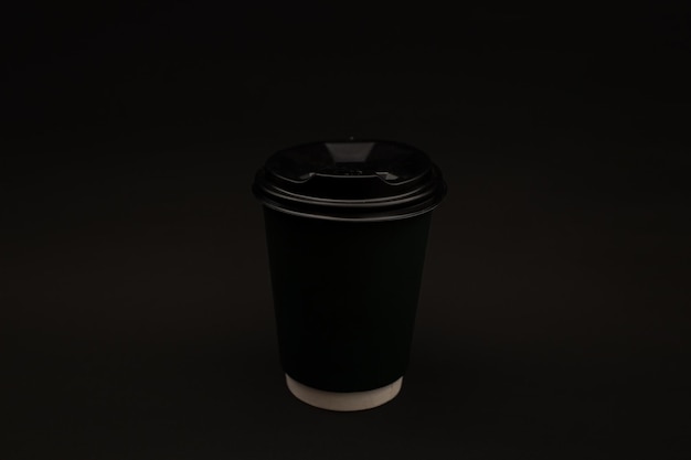 Photo disposable coffee cup with plastic lid