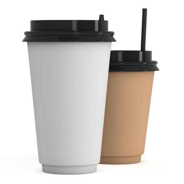 Disposable coffee cups Blank paper mug with plastic cap