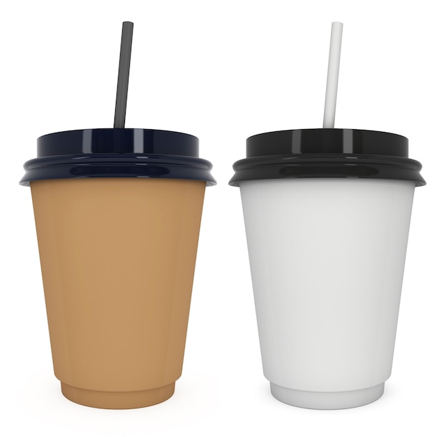 Disposable coffee cups Blank paper mug with plastic cap