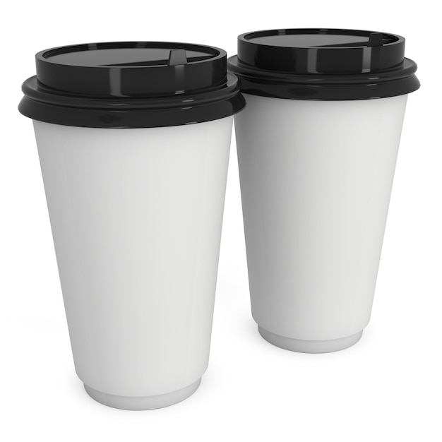 Disposable coffee cups Blank paper mug with plastic cap