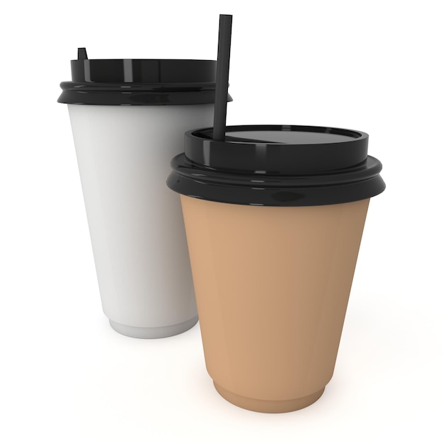 Disposable coffee cups Blank paper mug with plastic cap