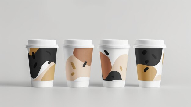 disposable coffee cups on white background