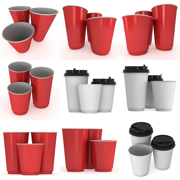 Disposable drink cups Red paper mug