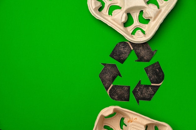 Фото Одноразовая экологически чистая картонная упаковка на зеленом