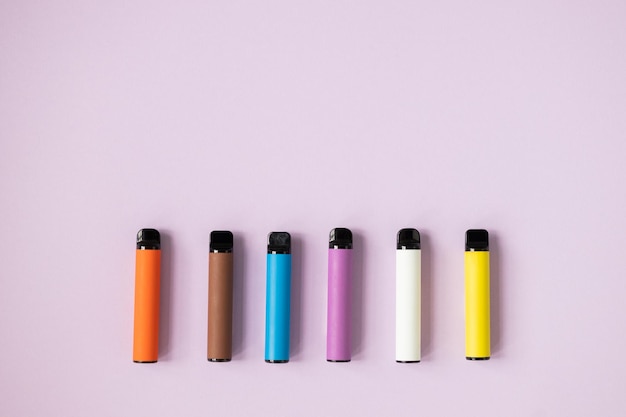 Disposable electronic cigarettes in different colors