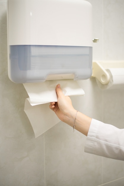 disposable hand towel, paper napkins in the holder