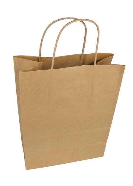 Disposable paper bag. Paper bag on a white background. Package Isolate.