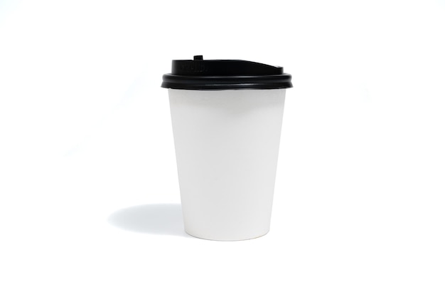 Disposable paper coffee cup isolated on white background Coffee Drink On The Move Packing Advertisement Blank