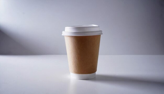 Disposable paper coffee cup with lid Empty polystyrene drinking mug mockup