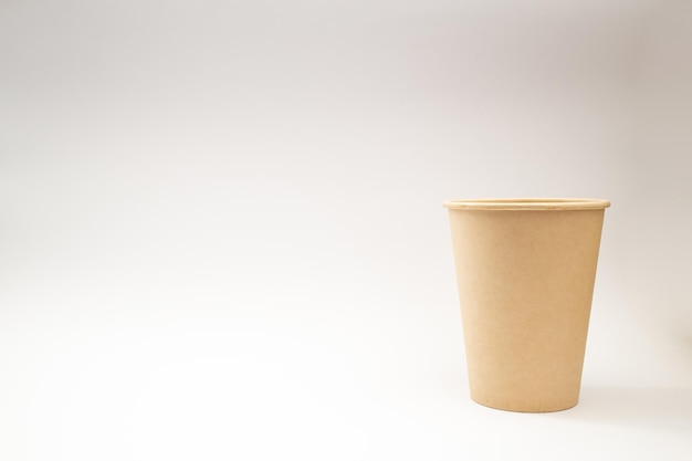 Disposable paper cup on white background social theme