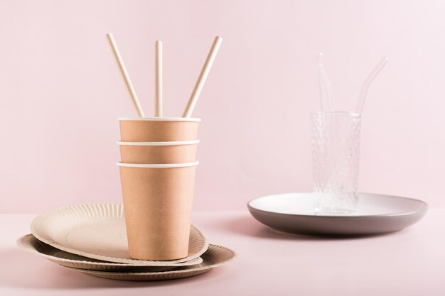 Disposable paper tableware instead of ceramic and glass Zero waste