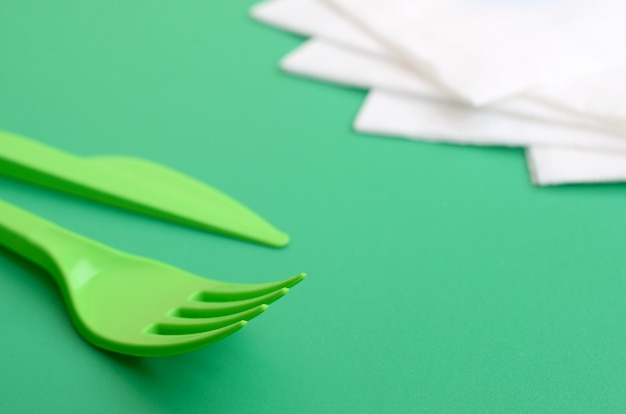 Disposable plastic cutlery green