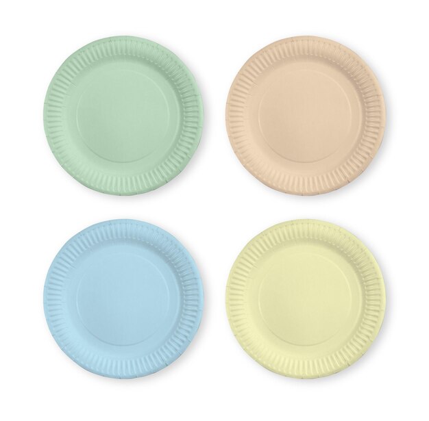 Disposable plates set Isolated on white