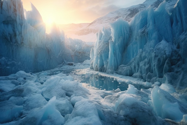 Dissolving ice formations the idea of planetary warming generative ai