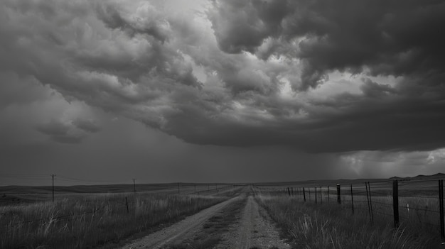 In the distance dark clouds loom on the horizon bringing with them the signs of an approaching storm