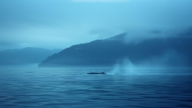 Photo in the distance the faint sound of a whales song can be heard reverberating through the water as we