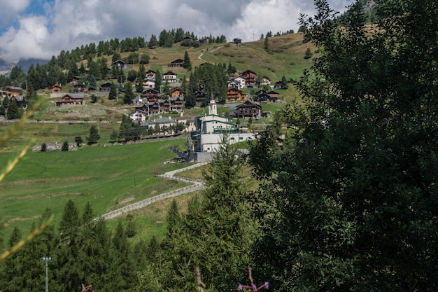 Distance shot of built structures on landscape