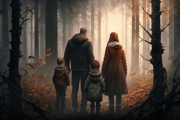 distant family in the woods