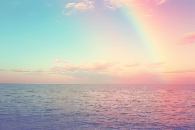 遠くの虹と海の地平線の壁紙