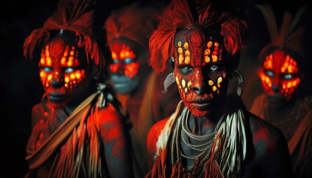 Distant tribe in papua new guinea with members pain