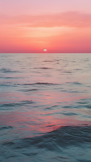 Distant View of Sunset on the Sea Detail Photo Real