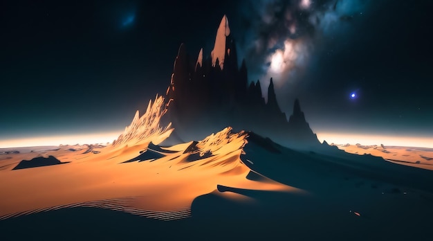 Photo distant worlds endless space and fantastic landscapes alien planets desert