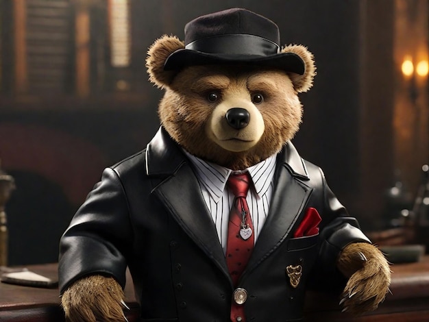 Photo distinguished bear dressed in a formal business suit in an office setting