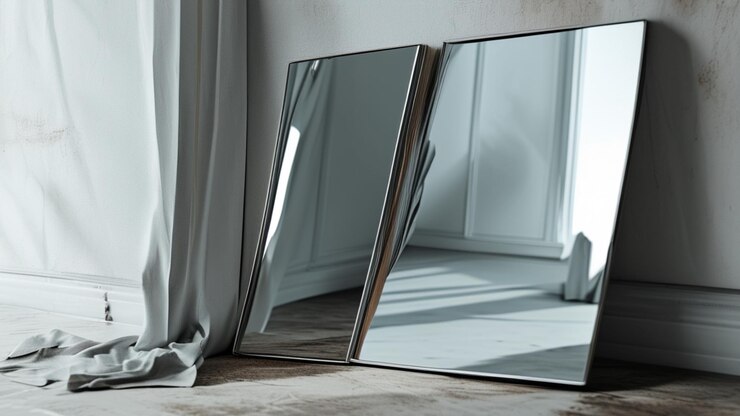 Photo distorted mirror photo effect mockup