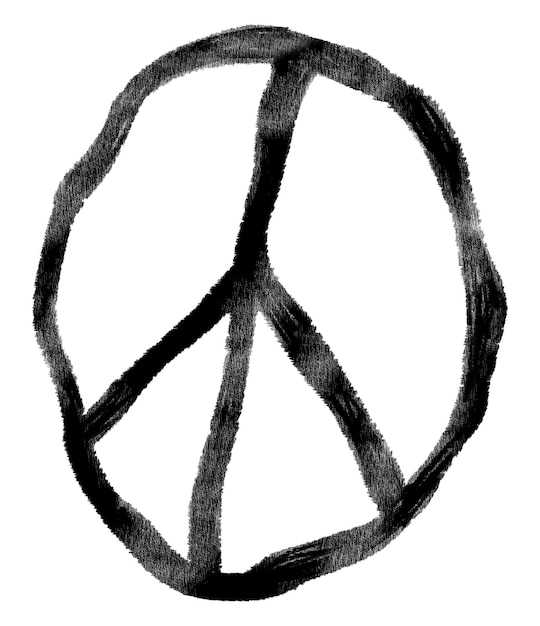 Distorted peace png symbol doodle transparent background