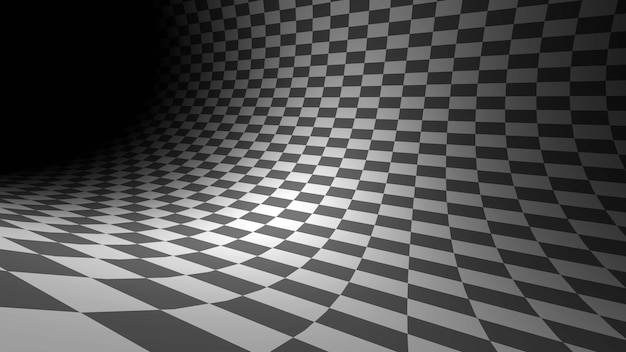 Distortion of checker ground in a curved floor (3D Rendering)