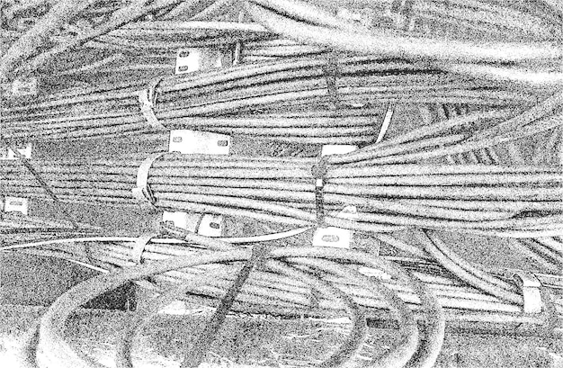 Foto distress vector textuur hank van kabel zwarte en witte grunge achtergrond