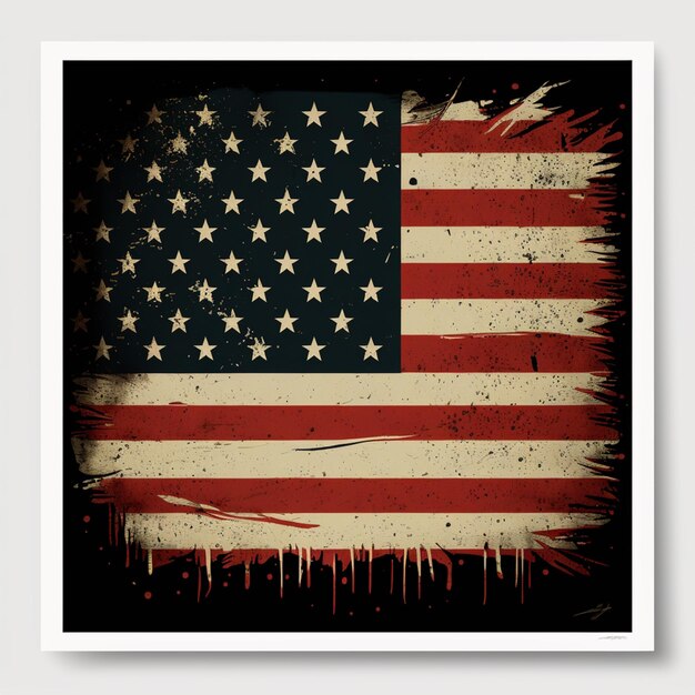 Photo distressed american flag with stars and stripes on a black background generative ai