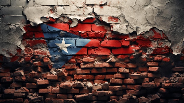 Distressed Flag of Cuba on a plan brick wall