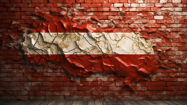 Distressed flag of iran on a plan brick wall