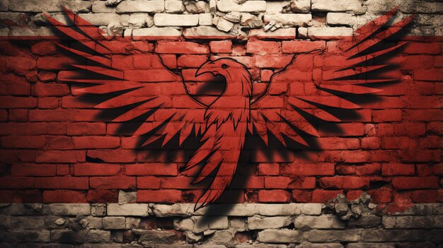 Distressed Grunge texture Flag of Albania on a brick wall