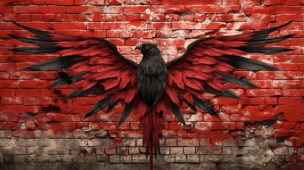 고민된 Grunge 텍스처 벽돌 벽에 알바니아의 국기