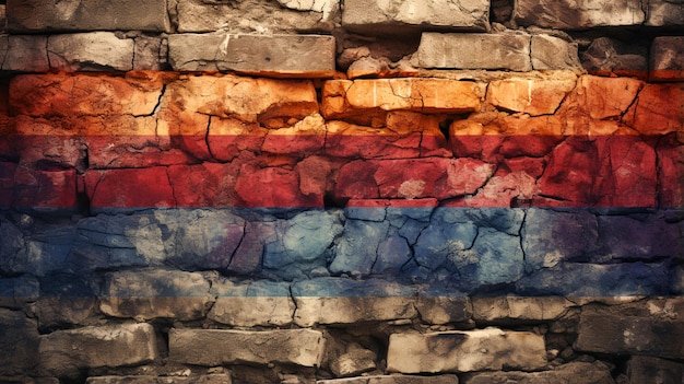 Distressed grunge texture flag of armenia on a brick wall