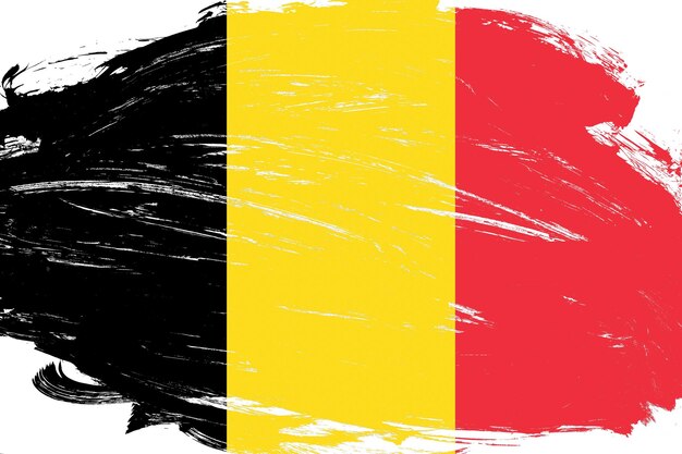 Distressed stroke brush painted belgium flag on white background