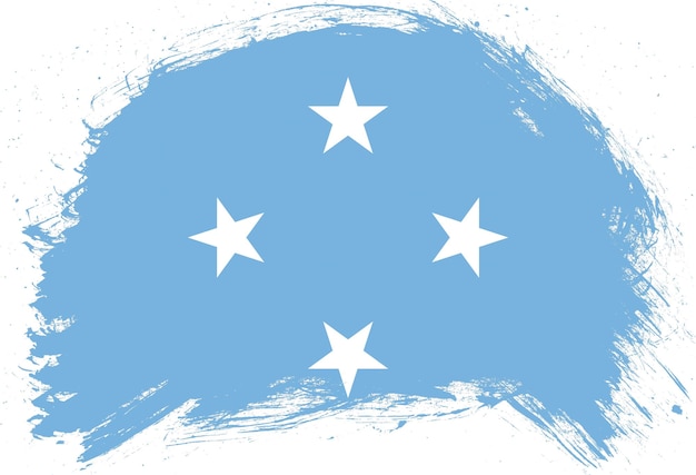 Distressed stroke brush painted flag of federated states of micronesia on white background