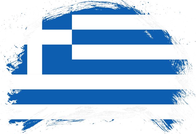 흰색 배경에 그리스의 국기를 그린 고민된 스트로크 브러시