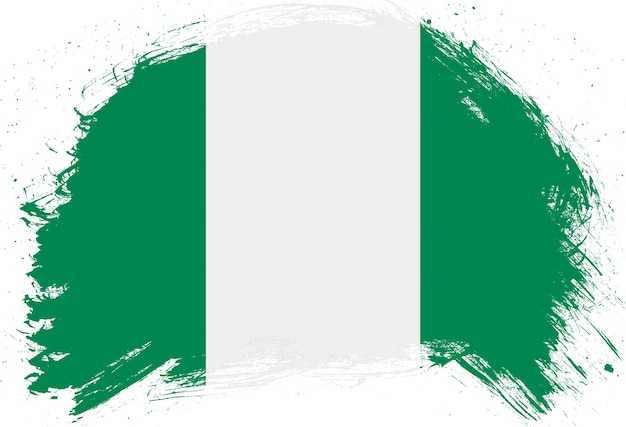 Distressed stroke brush painted flag of nigeria on white background