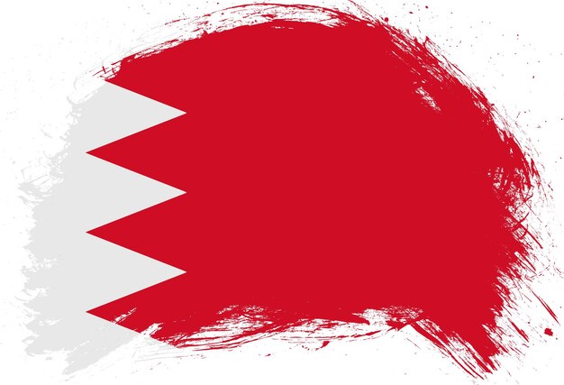 사진 흰색 배경에 바레인의 국기를 그린 고민된 스트로크 브러시