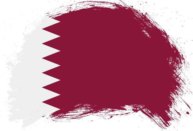 Distressed stroke brush painted flag of qatar on white background